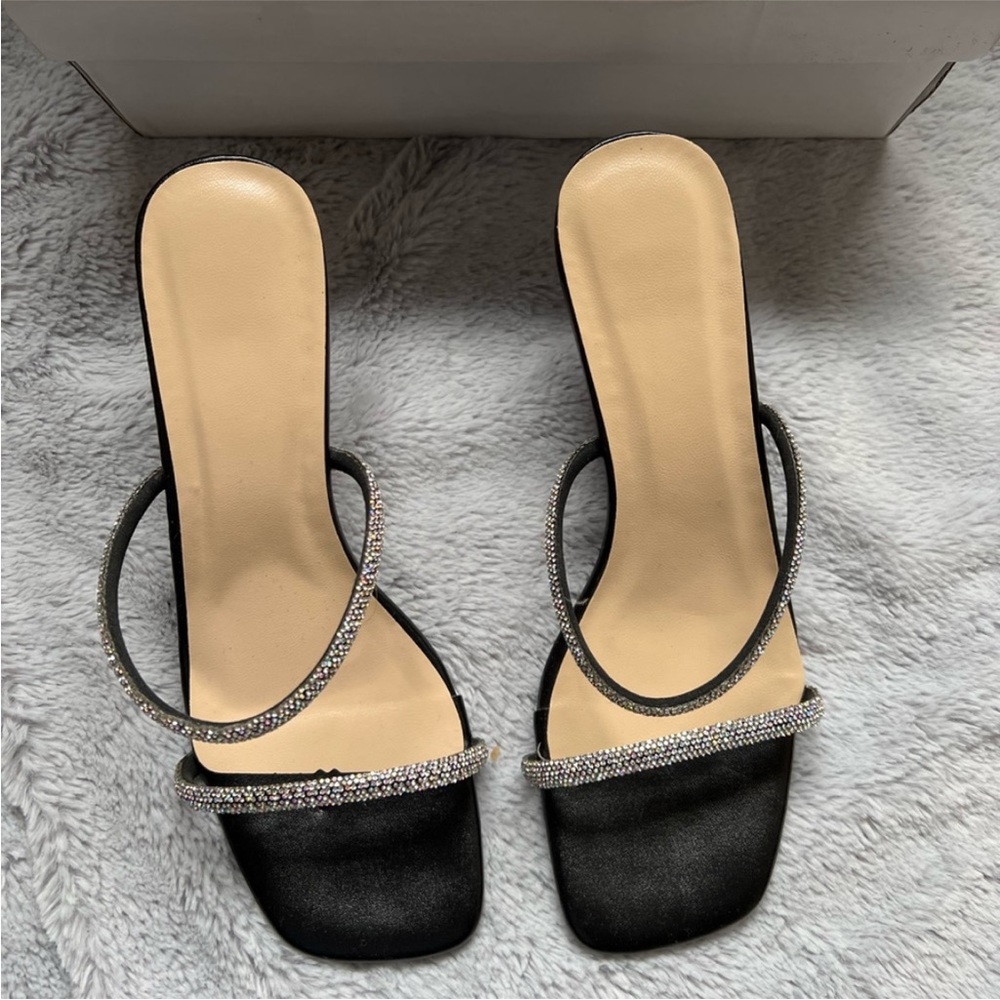 Black glittery Rhinestone Sandals